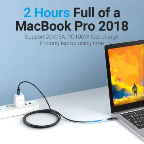 Дата кабель USB-C to USB-C 1.0m 2.0 100W VENTION (COTBF)