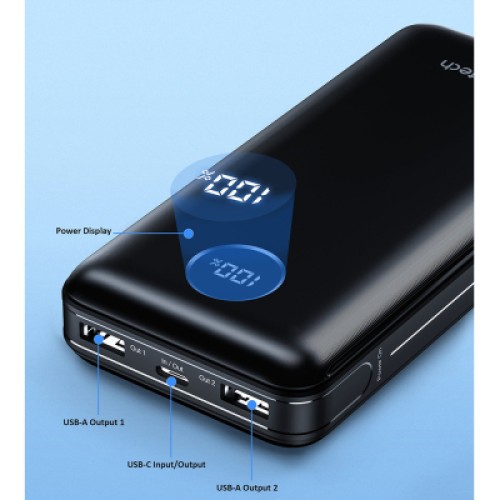 Батарея универсальная Choetech 20000mAh, PD/3.0/45W, QC/3.0/18W, USB-C, 2*USB-A (B653-CCBK / B653-BK)