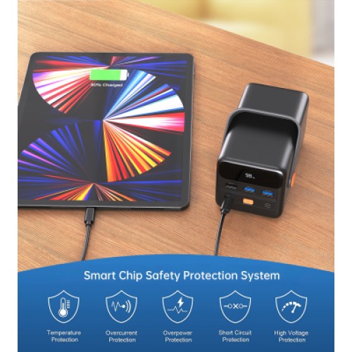 Батарея универсальная Choetech 50000mAh, PD/3.0/65W, QC/3.0/18W, USB-C, 3*USB-A, mirco USB, LED Light (B664-CCBE)