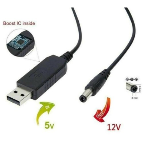 Кабель питания USB 2.0 AM to DC 5.5 х 2.1 mm 1.0m 5V to 12V Dynamode (DM-USB-DC-5.5x2.1-12V)
