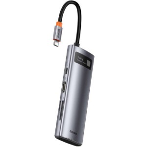 Порт-реплікатор Baseus 7-in-1 Metal Gleam Series Type-C to HDMI+USB+SD/TF Docking Station (WKWG020113)