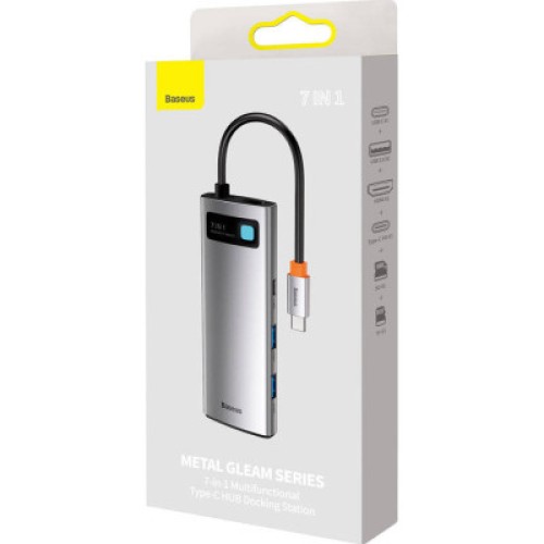 Порт-репликатор Baseus 7-in-1 Metal Gleam Series Type-C to HDMI+USB+SD/TF Docking Station (WKWG020113) Порт-репликатор Baseus 7-in-1 Metal Gleam Series Type-C to HDMI+USB+SD/TF Docking Station (WKWG020113)