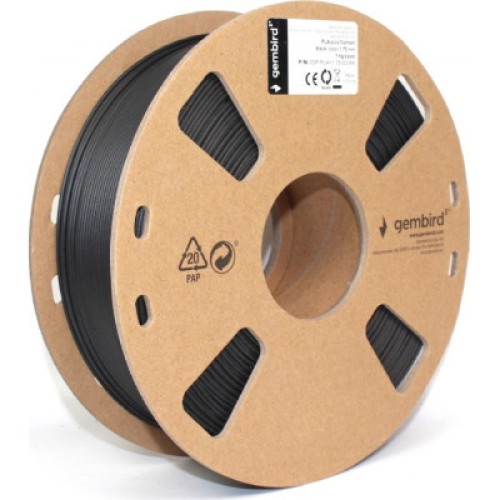 Пластик для 3D-принтера Gembird PLA+, 1.75 мм, 1 kg, Black (3DP-PLA+1.75-02-BK)