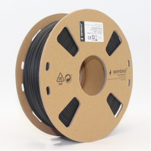 Пластик для 3D-принтера Gembird TPE, 1.75 мм, Black, 1kg (3DP-TPE1.75-01-BK)