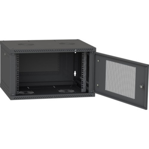 Шкаф настенный Ipcom 6U, 600*450, перфорированные дверцы, RAL9005 (СН-6U-060х045-ДП-9005)
