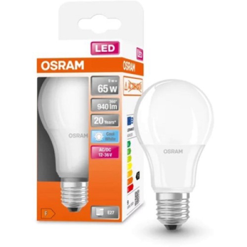 Лампочка Osram LED CL A65 9W/840 12-36V FR E27 (4058075757622)