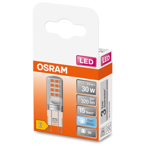 Лампочка Osram LED PIN30 2,6W/840 230V CL G9 (4058075432369)