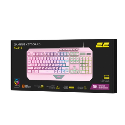 Клавиатура 2E Gaming KG315 RGB USB UA Pink (2E-KG315UPK)