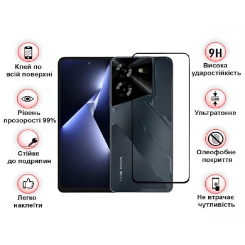 Стекло защитное BeCover Tecno POVA 5 (LH7n) Black (710031)