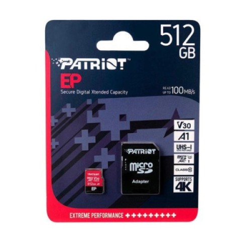 Карта памяти Patriot 512GB microSD class 10 UHS-I U3 (PEF512GEP31MCX)