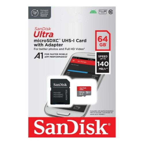 Карта памяти SanDisk 64GB microSD class 10 UHS-I Ultra (SDSQUAB-064G-GN6MA)