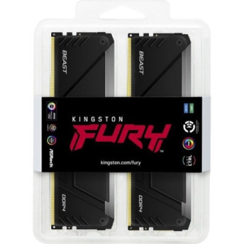 Модуль памяти для компьютера DDR4 64GB (2x32GB) 3200 MHz Beast RGB Black Kingston Fury (ex.HyperX) (KF432C16BB2AK2/64)
