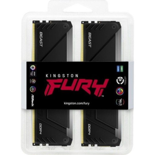 Модуль памяти для компьютера DDR4 16GB (2x8GB) 3600 MHz Beast RGB Kingston Fury (ex.HyperX) (KF436C17BB2AK2/16)