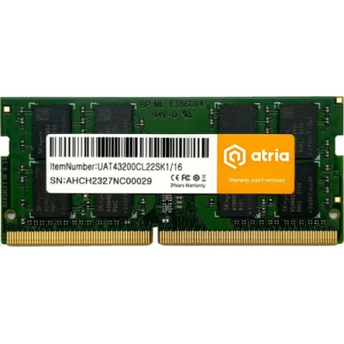 Модуль памяти для ноутбука SoDIMM DDR4 16GB 3200 MHz ATRIA (UAT43200CL22SK1/16)