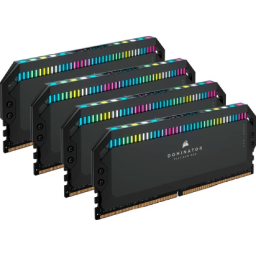 Модуль памяти для компьютера DDR5 64GB (4x16GB) 6200 MHz Dominator Platinum RGB Black Corsair (CMT64GX5M4B6200C32)