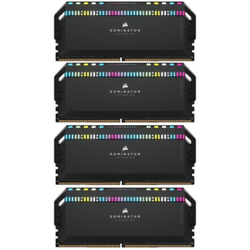 Модуль памяти для компьютера DDR5 64GB (4x16GB) 6200 MHz Dominator Platinum RGB Black Corsair (CMT64GX5M4B6200C32)