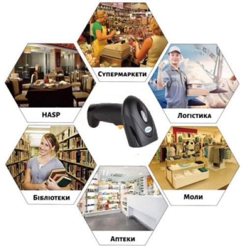 Сканер штрих-кода UKRMARK EV-B208 2D, Bluetooth, USB (900503)