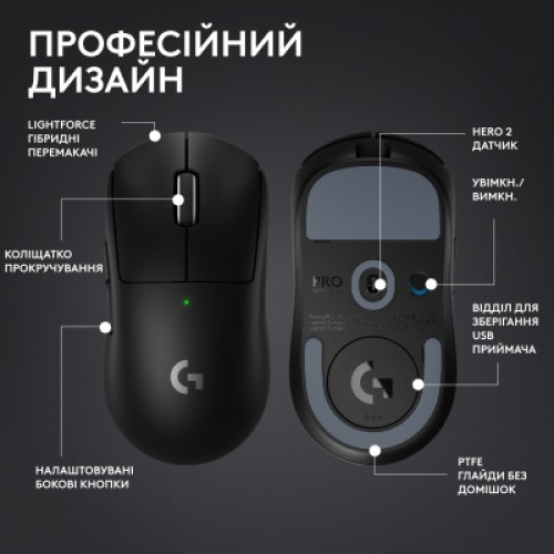 Мышка Logitech G Pro X Superlight 2 Lightspeed Wireless Black (910-006630)