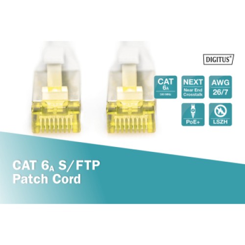 Патч-корд 15м, CAT 6a S-FTP, AWG 26/7, Cu, LSZH, grey Digitus (DK-1644-A-150)