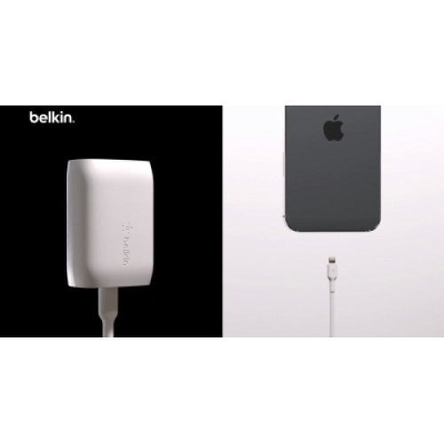 Зарядное устройство Belkin 30W USB-С GAN PD PPS white (WCA005VFWH)