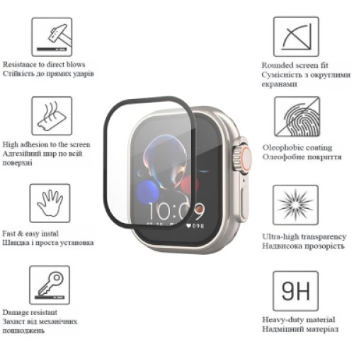 Стекло защитное Drobak Apple Watch Ultra 2 49mm Black Frame A+ (323209)