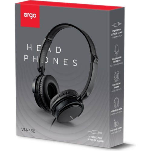 Наушники Ergo VM-430 Black (VM-430K)