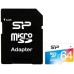 Карта памяти Silicon Power 64GB microSDXC Class 10 UHS-I U1 V10 (SP064GBSTXBU1V21SP)
