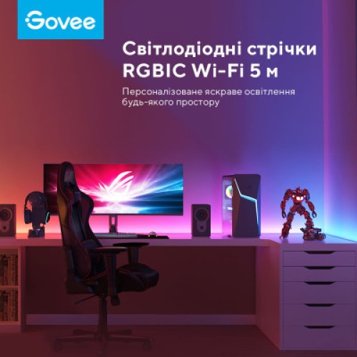 Светодиодная лента Govee RGBIC Basic Wi-Fi + Bluetooth LED Strip Light 10м Білий (H618C3D1)