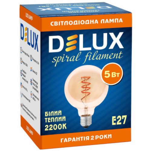 Лампочка Delux Globe G95 5Вт E27 2200К amber spiral filament (90018166)