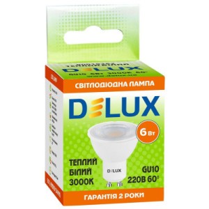 Лампочка Delux 6Вт 3000K 220В GU10 (90019262)
