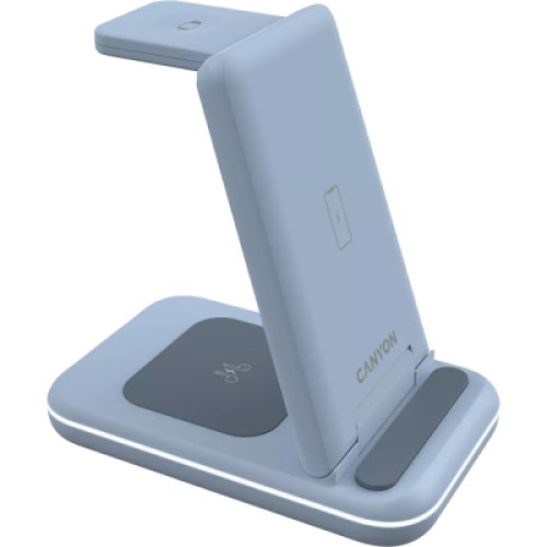Зарядное устройство Canyon WS-304 Foldable 3in1 Wireless charger Blue (CNS-WCS304BL)