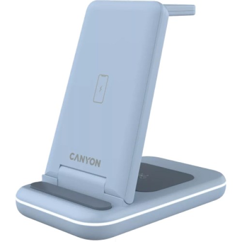Зарядное устройство Canyon WS-304 Foldable 3in1 Wireless charger Blue (CNS-WCS304BL)