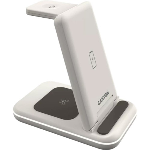 Зарядное устройство Canyon WS-304 Foldable 3in1 Wireless charger Cosmic Latte (CNS-WCS304CL)