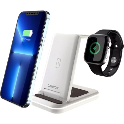 Зарядное устройство Canyon WS-304 Foldable 3in1 Wireless charger Cosmic Latte (CNS-WCS304CL)