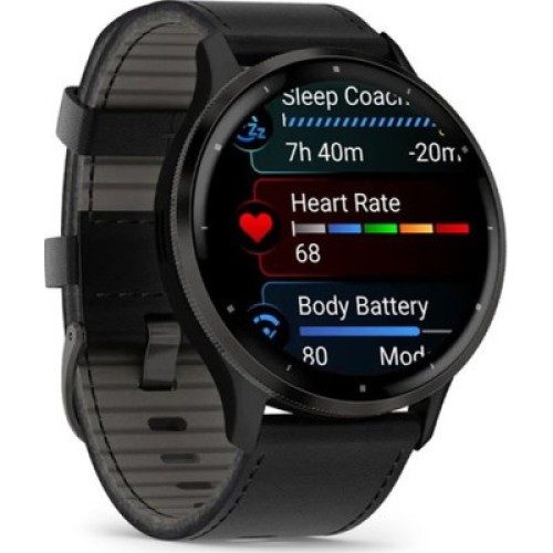 Смарт-часы Garmin Venu 3, Black + Slate, Leather, GPS (010-02784-52)