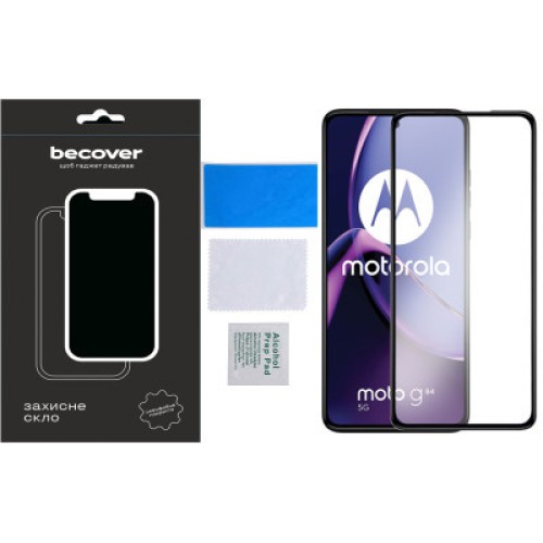 Стекло защитное BeCover Motorola Moto G84 Black (710108)