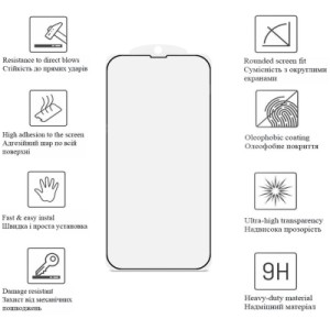 Стекло защитное Drobak Matte Glass A+ Apple iPhone 15 Plus (Black) (292952)