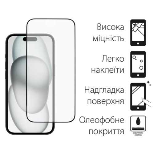 Стекло защитное Dengos Full Glue iPhone 15 Pro Max (black) (TGFG-321)