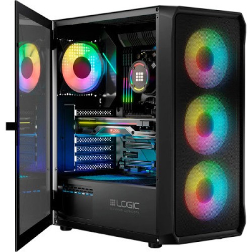 Корпус для ПК Logic concept PORTOS MESH+GLASS ARGB fans 4x120mm BLACK (AT-PORTOS-10-0000000-0002)
