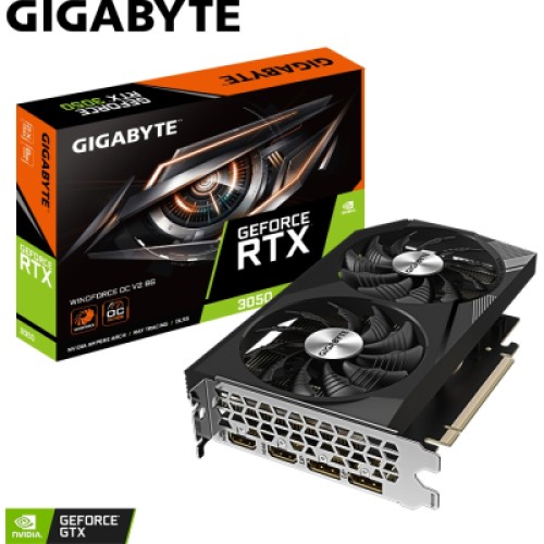 Видеокарта GIGABYTE GeForce RTX3050 8Gb WINDFORCE OC V2 (GV-N3050WF2OCV2-8GD) Видеокарта GIGABYTE GeForce RTX3050 8Gb WINDFORCE OC V2 (GV-N3050WF2OCV2-8GD)