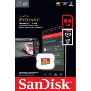 Карта пам'яті SanDisk 64GB microSD class 10 UHS-I U3 V30 Extreme (SDSQXAH-064G-GN6MN)