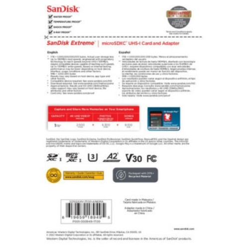Карта памяти SanDisk 1TB microSD class 10 UHS-I U3 V30 Extreme (SDSQXAV-1T00-GN6MA)