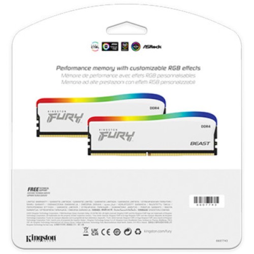 Модуль памяти для компьютера DDR4 32GB (2x16GB) 3600 MHz Beast White RGB SE Kingston Fury (ex.HyperX) (KF436C18BWAK2/32)