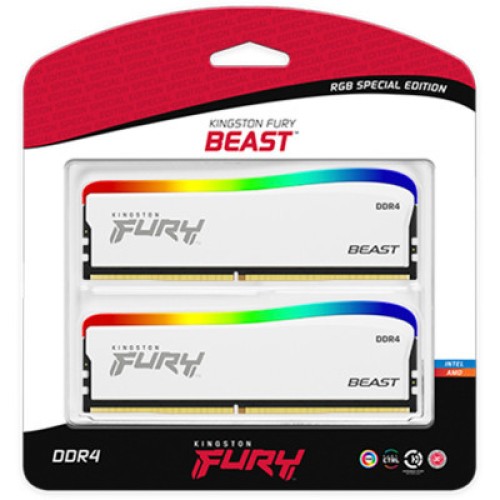 Модуль памяти для компьютера DDR4 32GB (2x16GB) 3600 MHz Beast White RGB SE Kingston Fury (ex.HyperX) (KF436C18BWAK2/32)