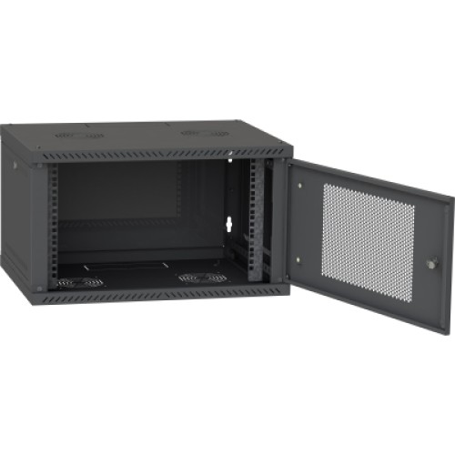Шкаф настенный Ipcom 6U, 600*600, перфорированные дверца, RAL9005 (СН-6U-060х060-ДП-9005)