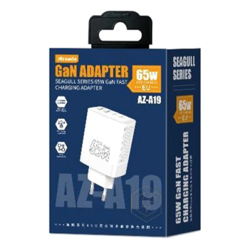 Зарядное устройство Proda AZEADA Seagulls AZ-19 GaN5 65W USB-A (QC4.0) USB-C (PD3.0) white (AZ-19-WH)