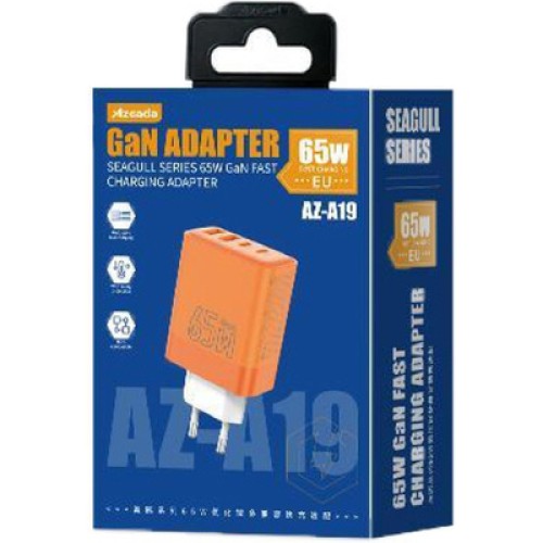 Зарядное устройство Proda AZEADA Seagulls AZ-19 GaN5 65W USB-A (QC4.0) USB-C (PD3.0) orange (AZ-19-OR)