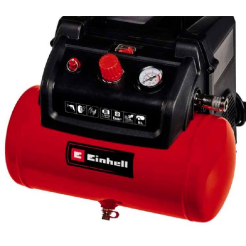 Компрессор Einhell безмасляный TC-AC 190/6/8 OF, 1200Вт, 6л, 190л/мин, 8бар, 8.9кг (4020655)