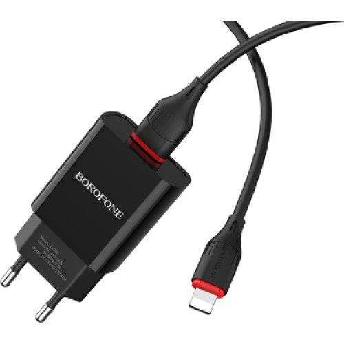 Зарядное устройство BOROFONE BA20A Sharp charger set(Lightning) Black (BA20ALB)