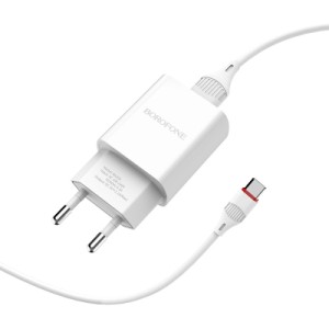 Зарядное устройство BOROFONE BA20A Sharp single port charger set(Type-C) White (BA20ACW)